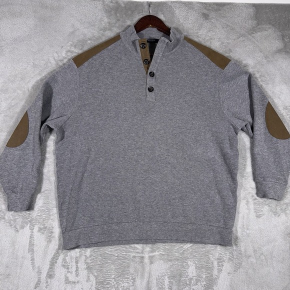 Daniel Cremieux Other - Cremieux Pullover Sweater Mens 2XL Gray Sweater 1/4 Zip Elbow Patches
